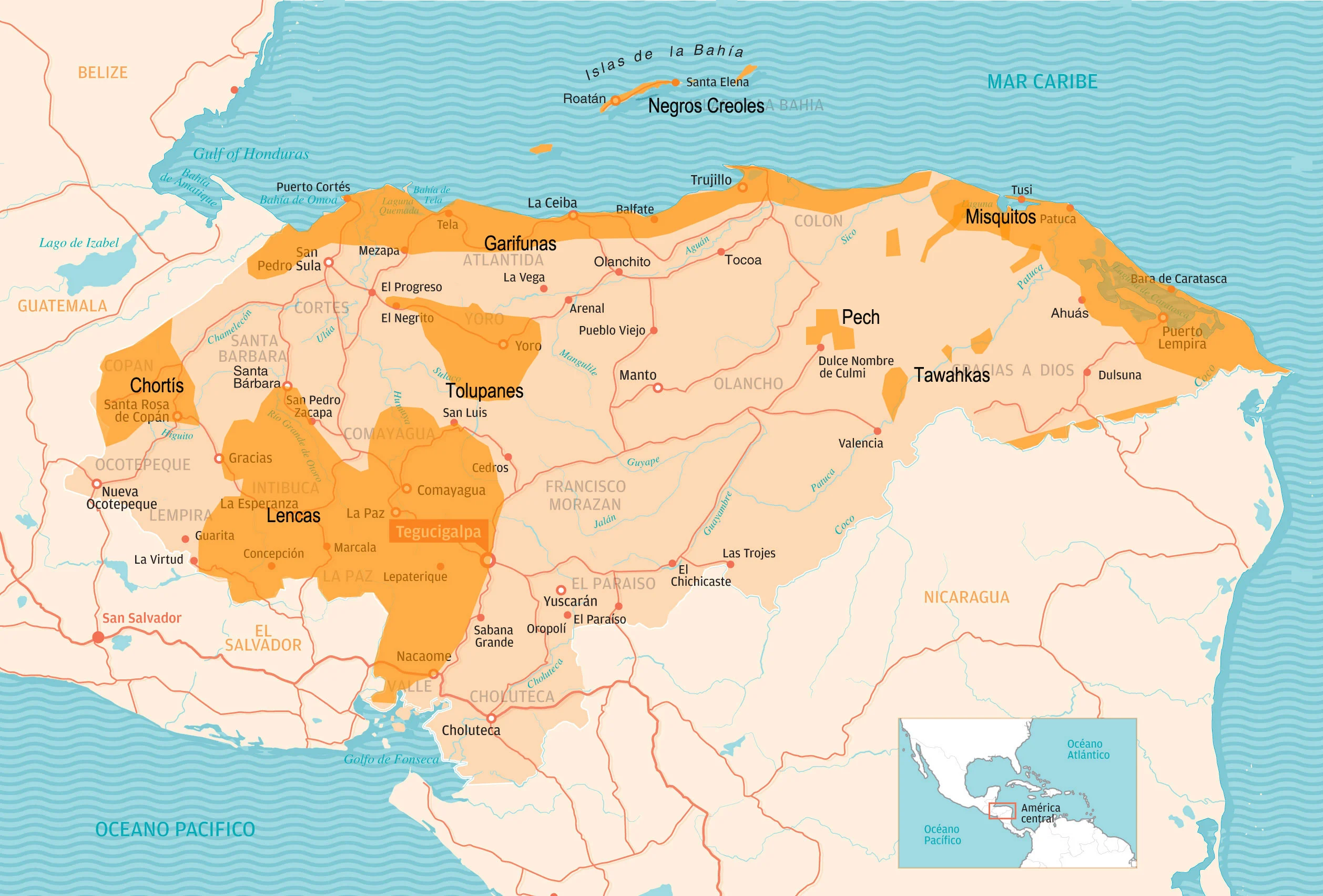 Map of Ethnic Groups and Indigenous Groups in Honduras – RedHonduras ...