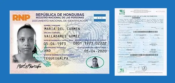 DNI y Partida de Nacimiento de Honduras