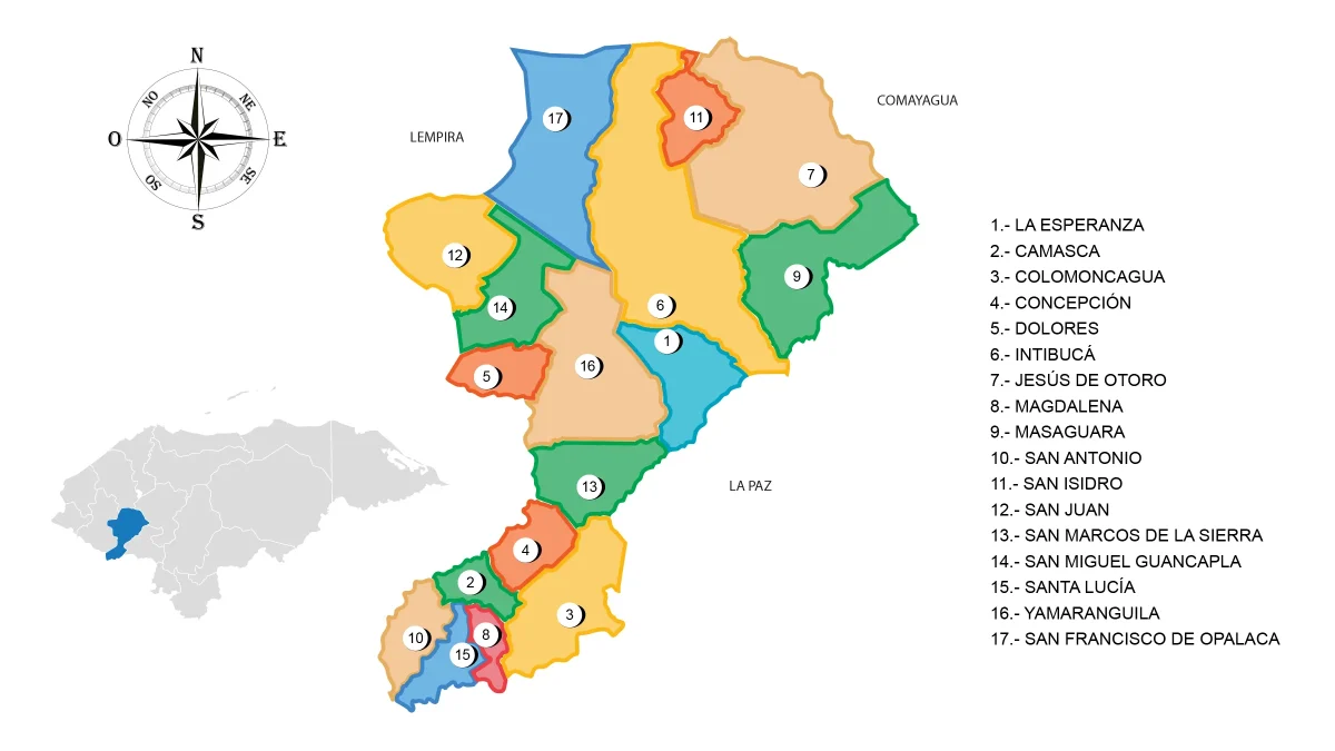 Map of the Department of Intibucá – RedHonduras.com - El referente de ...