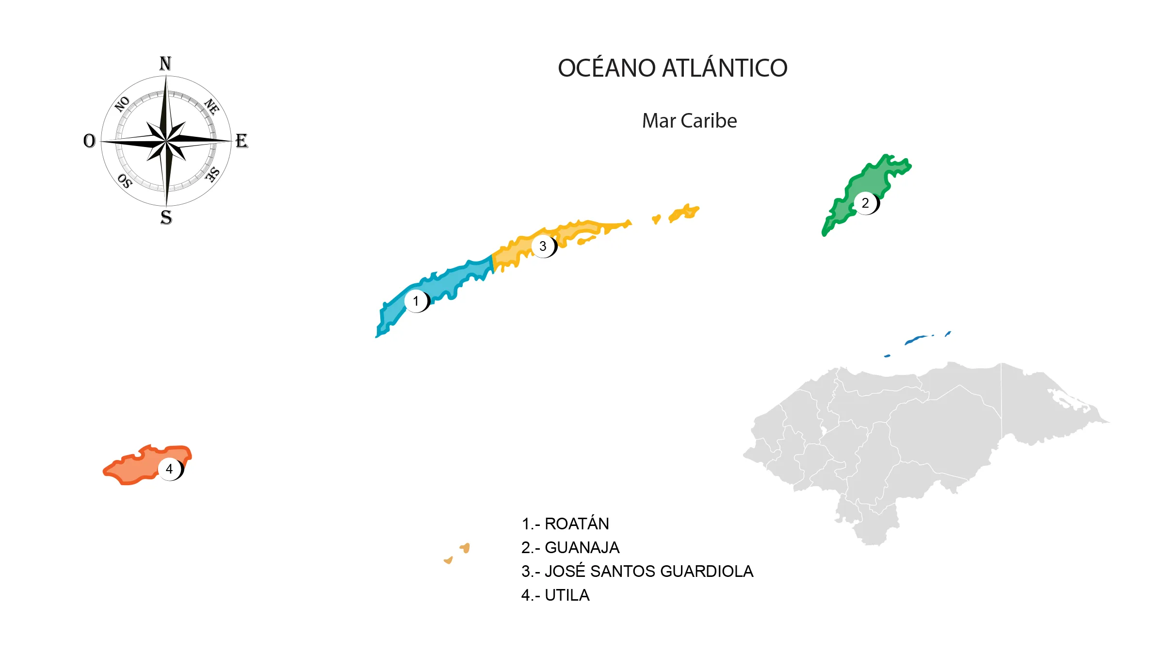Mapa del Departamento de Islas de la Bahía