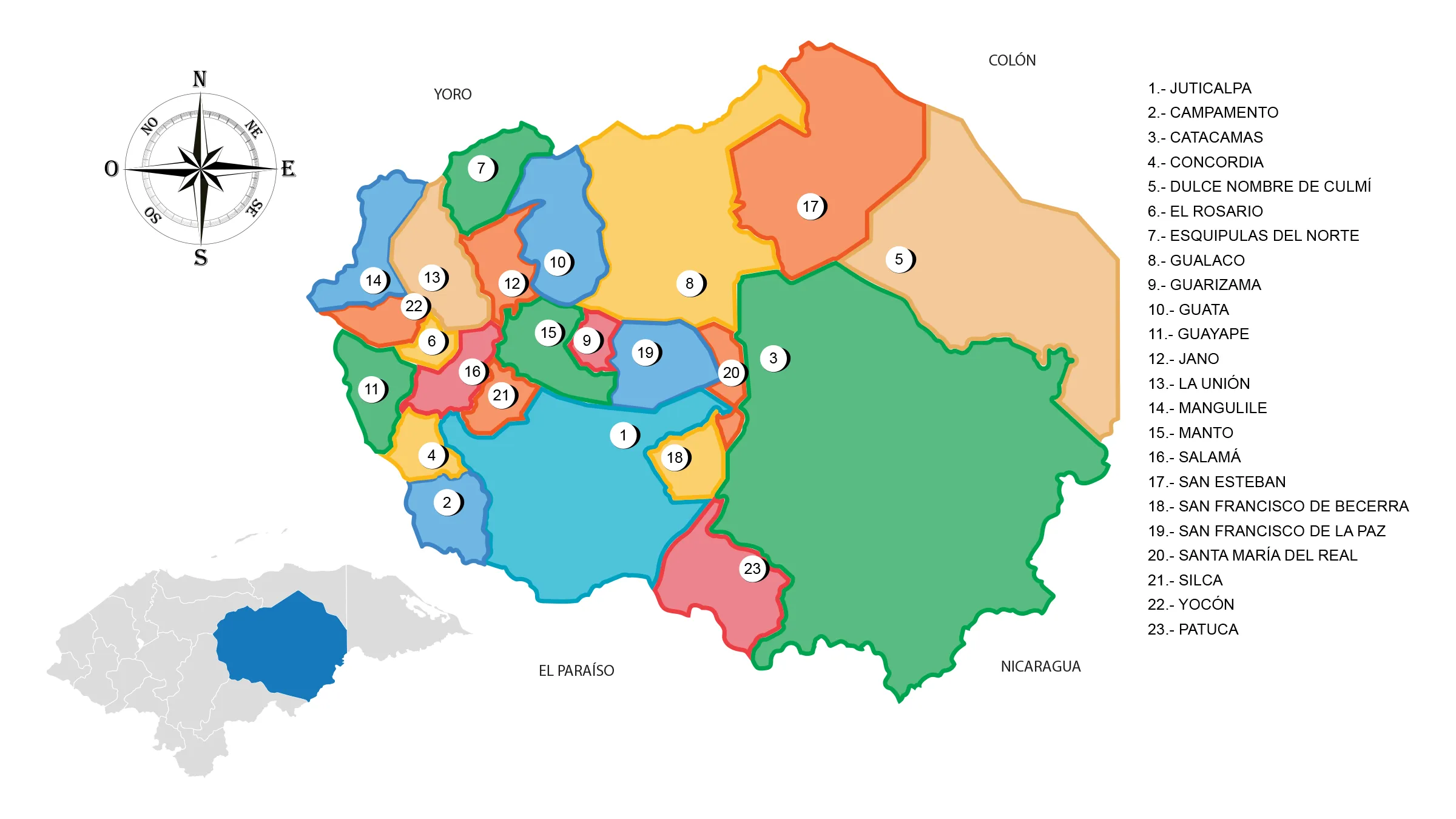 Map of the Department of Olancho – RedHonduras.com - El referente de ...