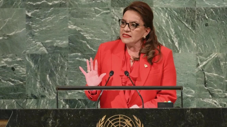 President of Honduras Xiomara Castro speaks to the UN Assembly